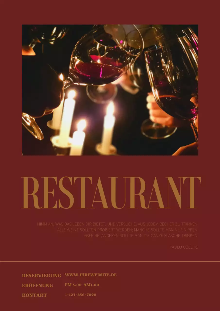 Werbeplakat für ein Luxus-Weinrestaurant