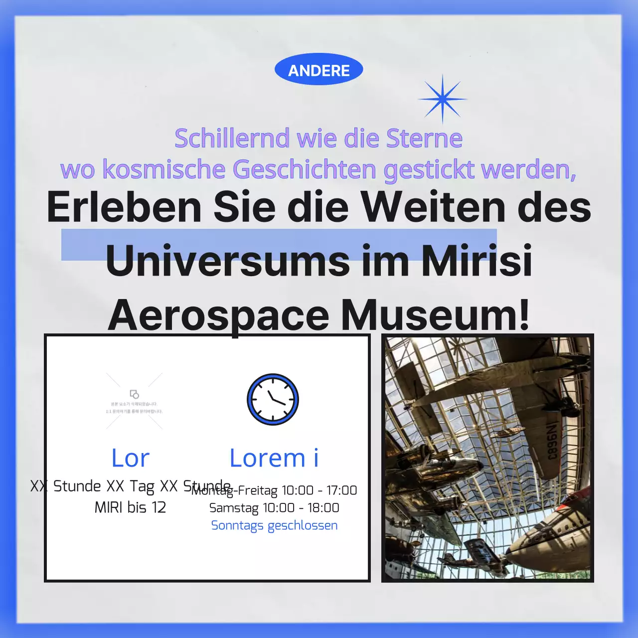 Das minimalistische Raumfahrtmuseum in Schwarz und Blau