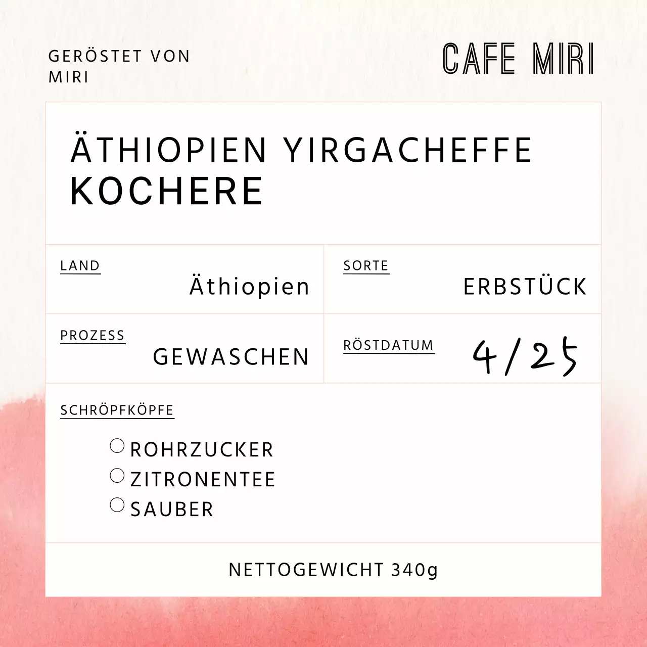 Aufkleber für Kaffeebohnen