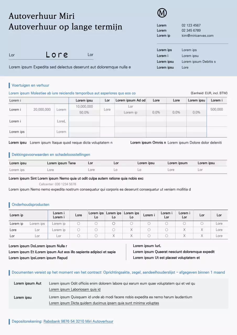 Autoverhuur op lange termijn met lichtblauwe bewoner