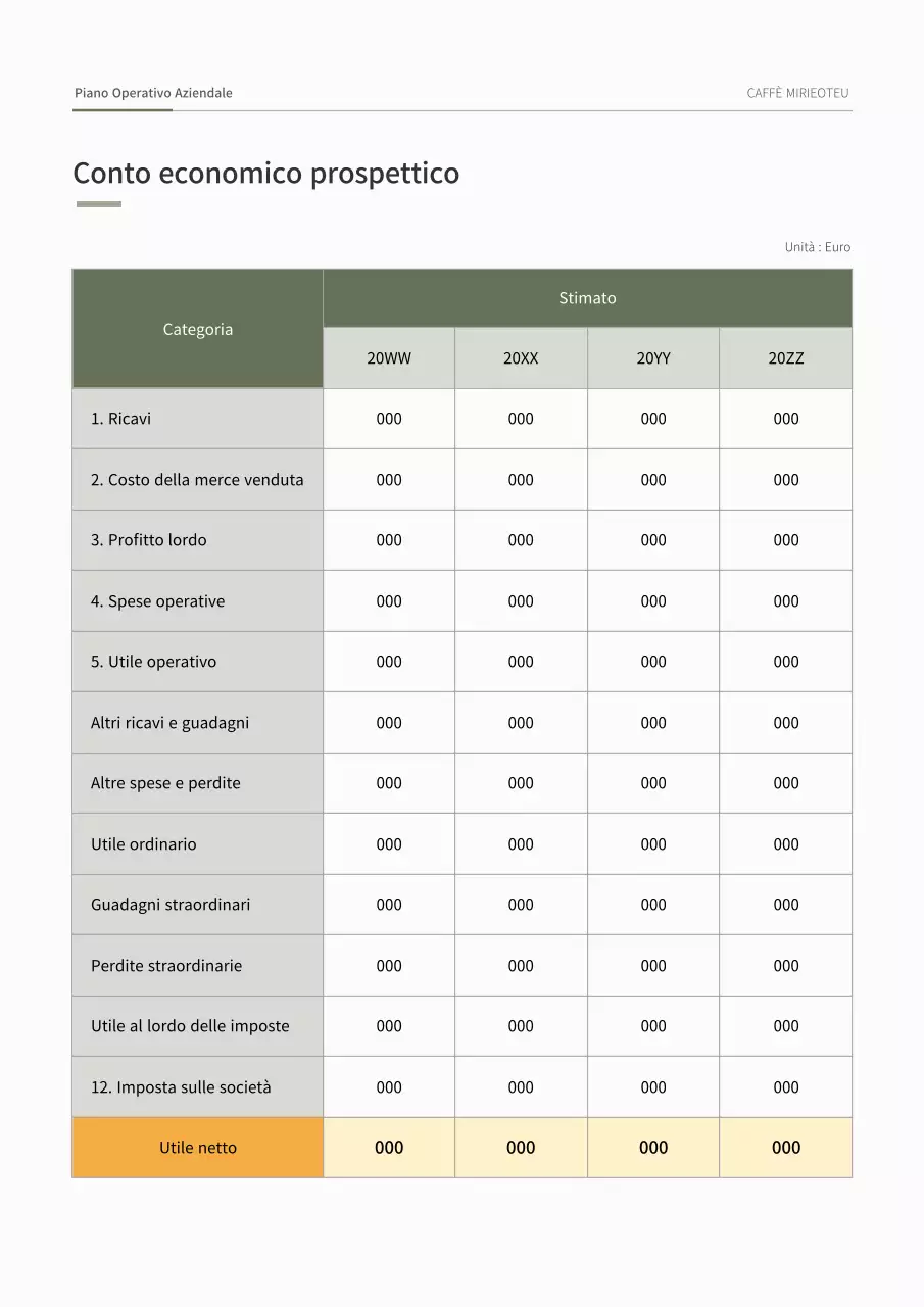 Piano aziendale di concetto diagonale semplice in verde