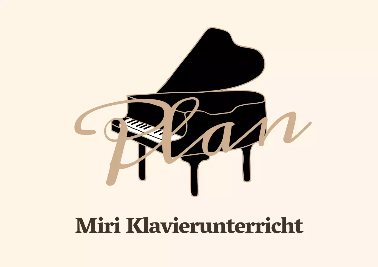 Logo der Klavierschule in einem emotionalen kursiven Stil in Hellgelb und Braun.