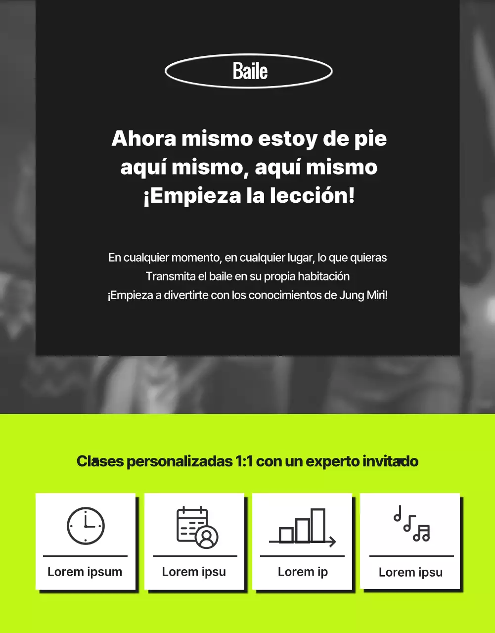 Clases de baile de moda en neón y negro