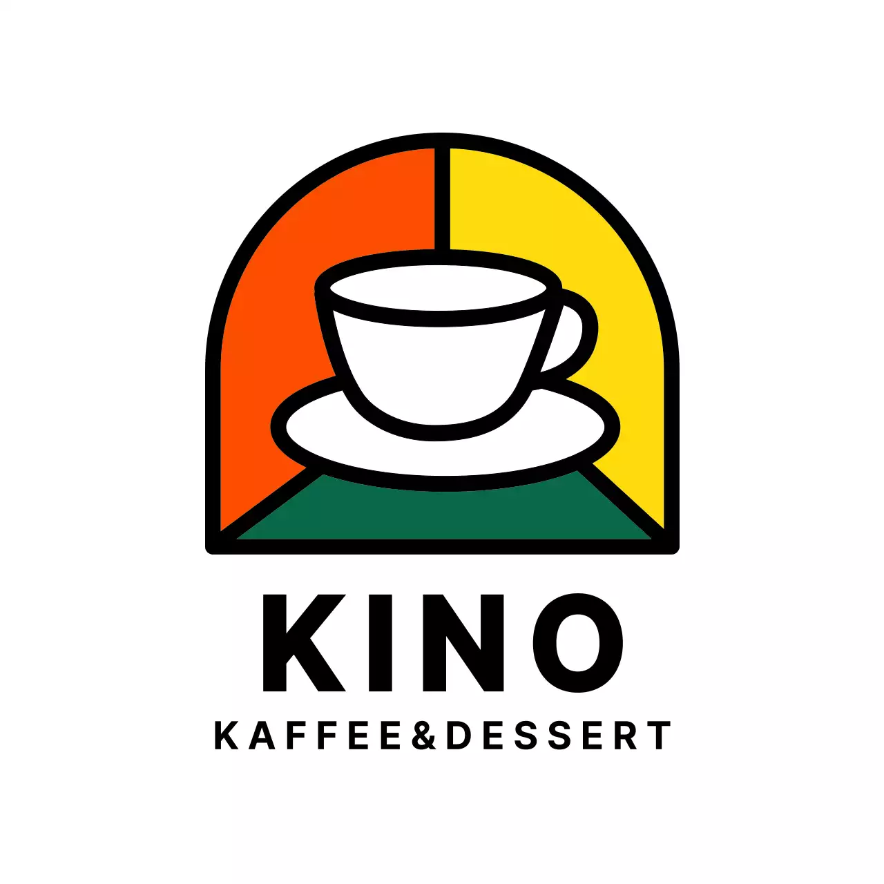 Werbe-Café Logo Beschilderung mit bunten Kaffee Illustration Konzept