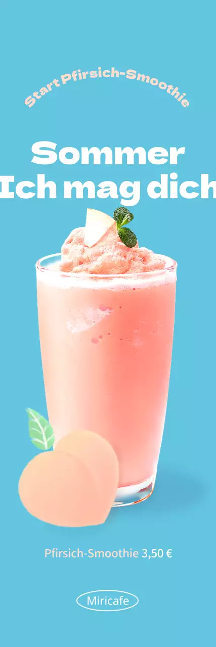 Einführung einer sauberen Café-Sommerkarte mit hellblauem Hintergrund