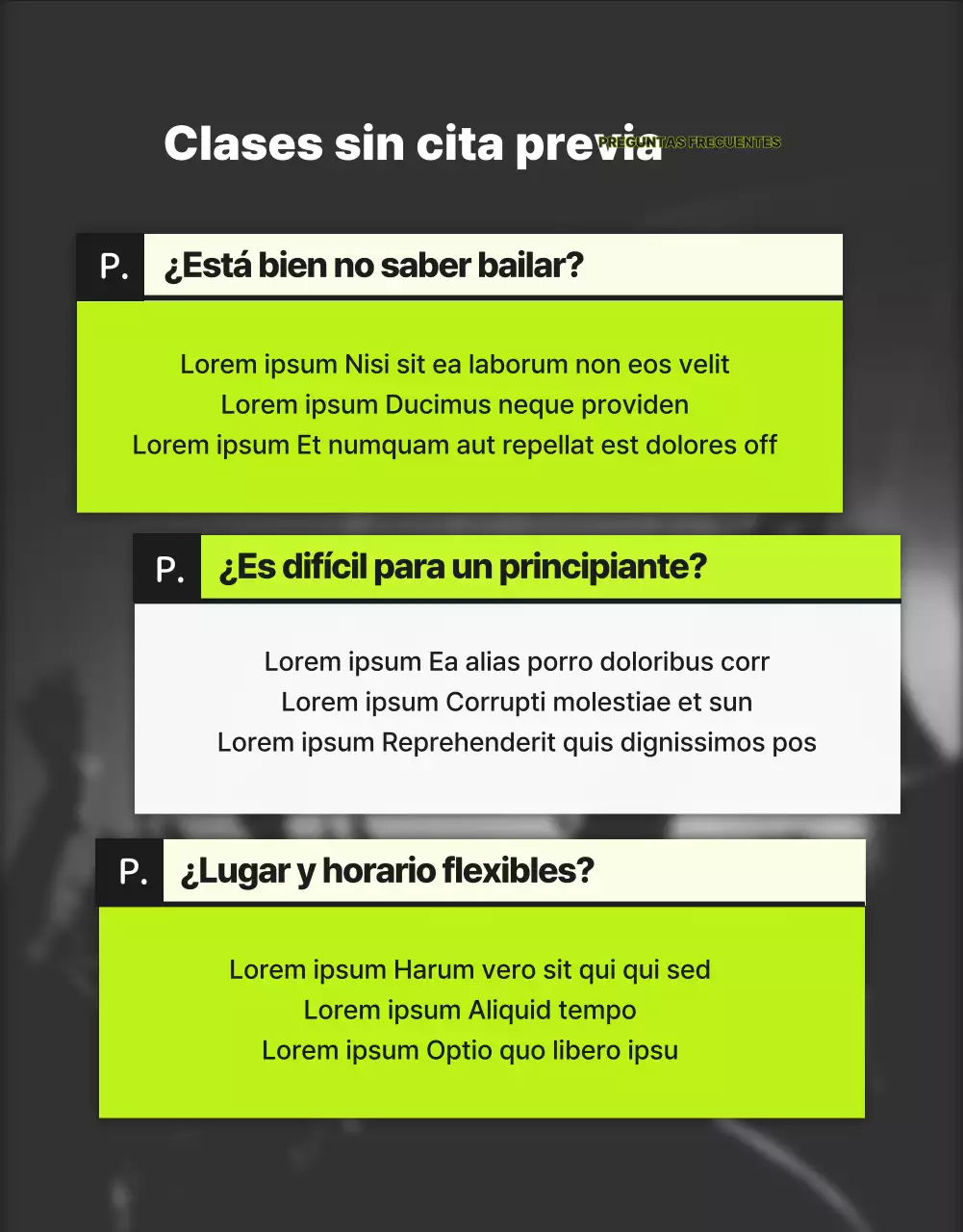Clases de baile de moda en neón y negro