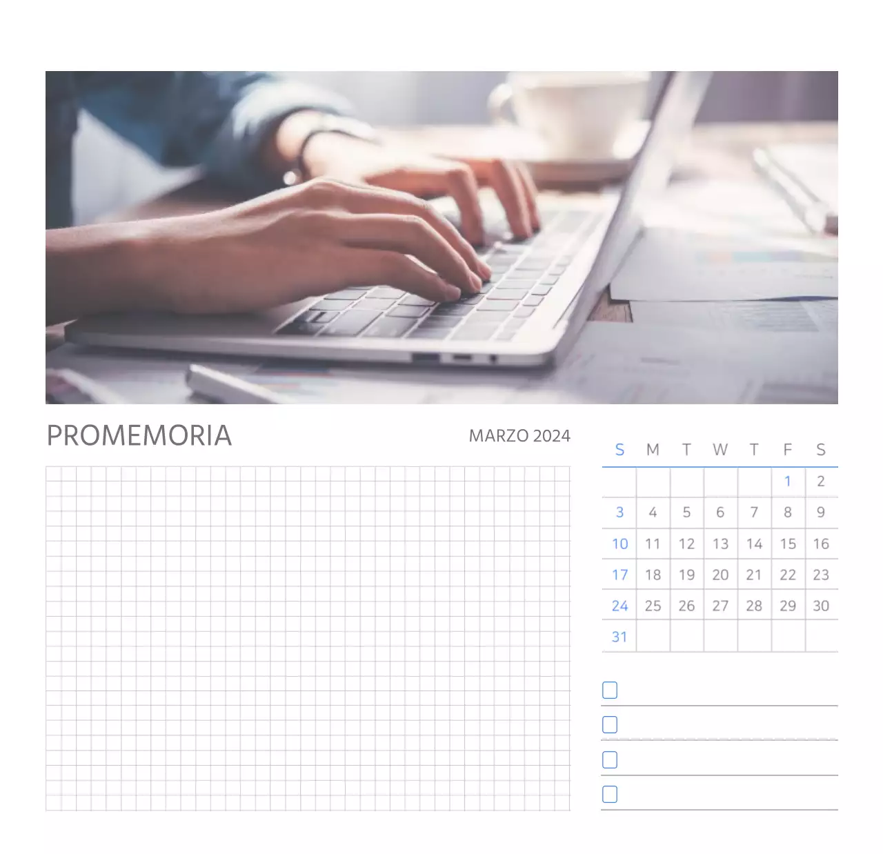 Calendario aziendale bianco e pulito