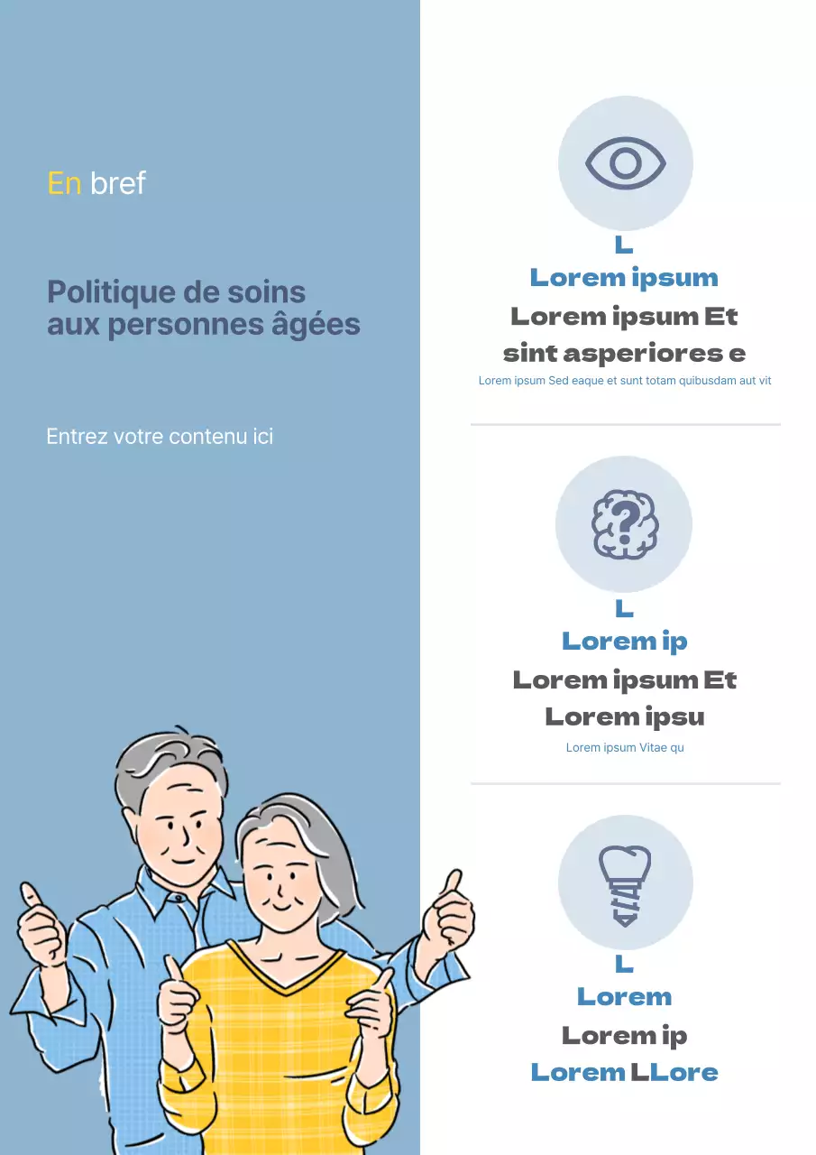 Fiche d'information bleue sur la prise en charge des personnes âgées