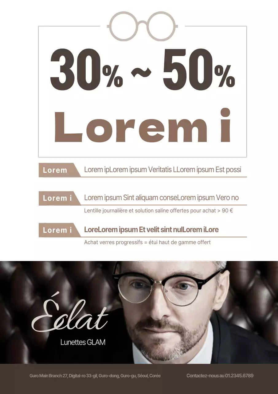 Promouvoir une vente dans un magasin d'optique chic en marron et beige