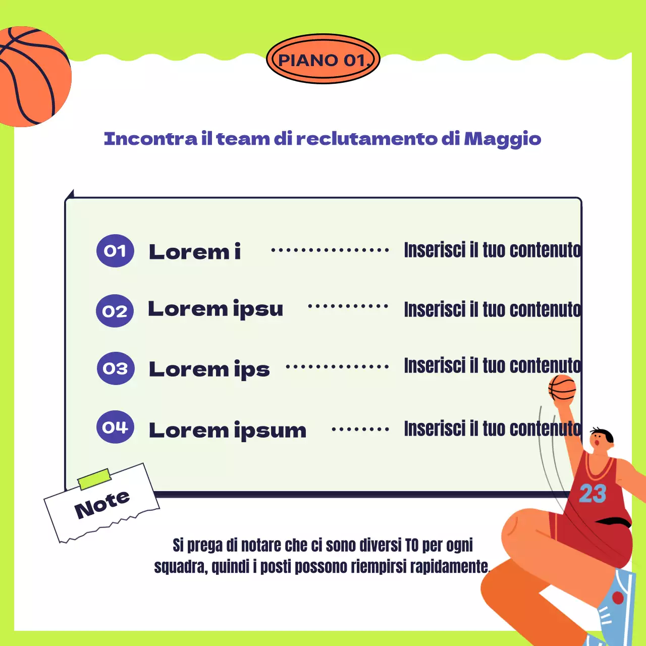 Il centro sportivo blu e giallo è alla ricerca di soci.