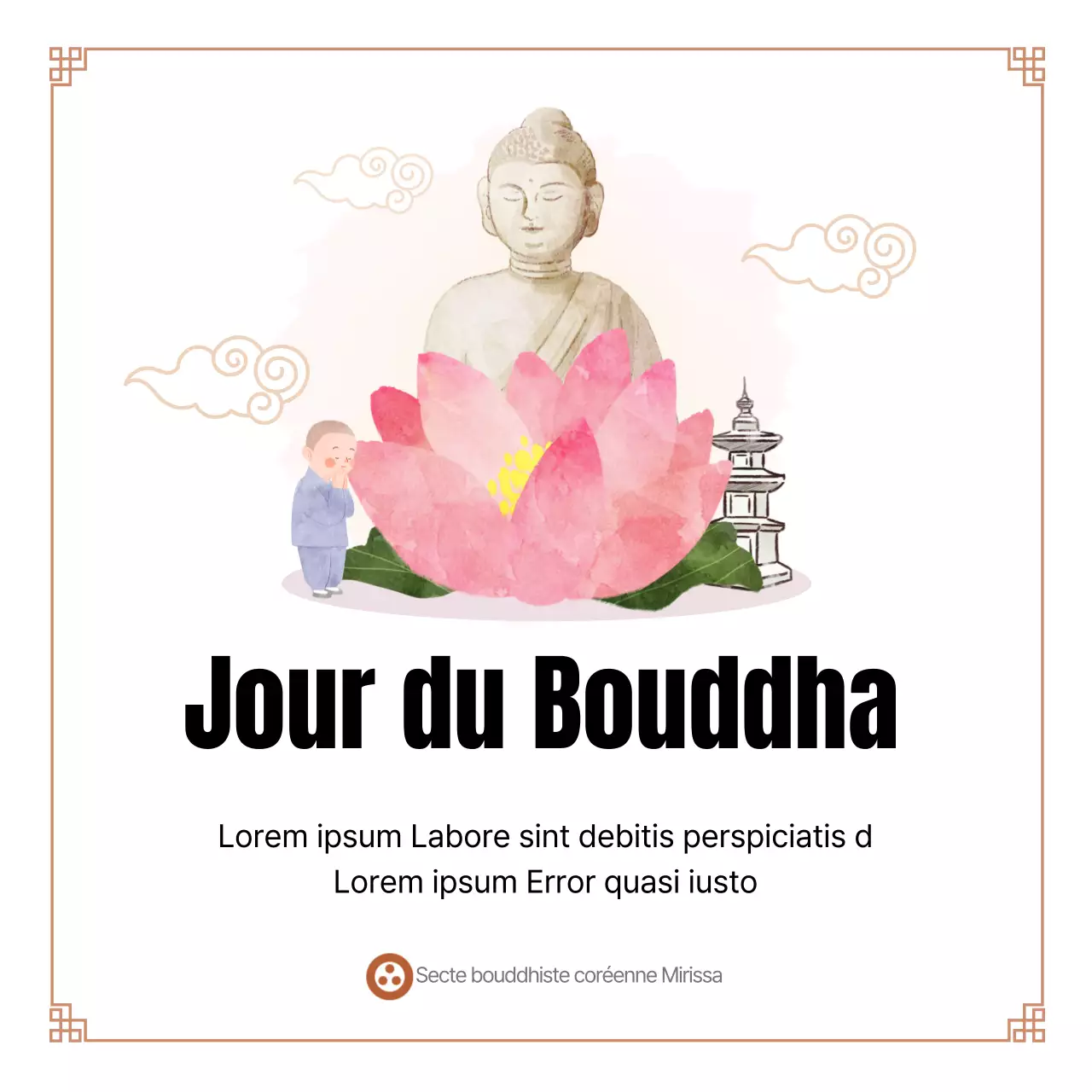 Bannière de vœux épurée pour l'anniversaire de Bouddha avec une illustration de Bouddha