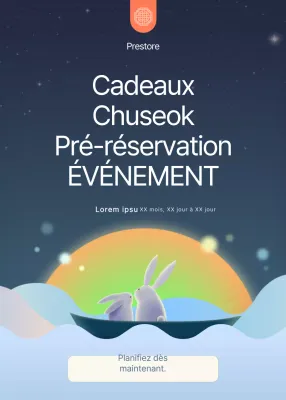 Illustration d'un lapin mignon en bleu marine Pop-up de pré-réservation d'événements Obon