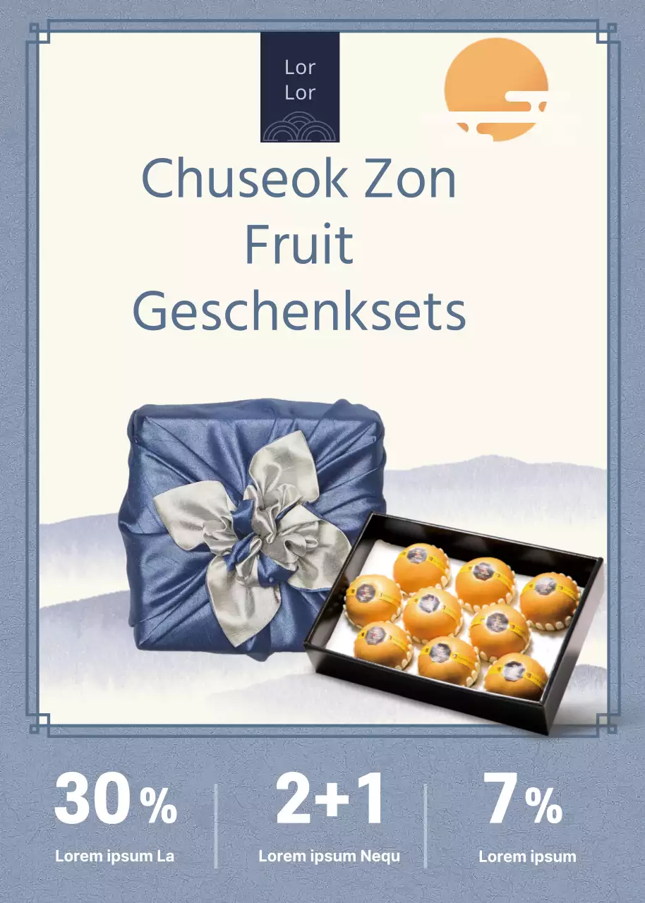 Lichtblauwe Luxueuze Chuseok Groenten en Fruit Geschenkset Event Popup