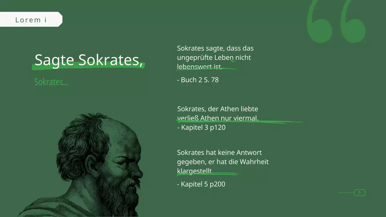 Grün gefärbte Philosophie-Buchclub-Präsentation