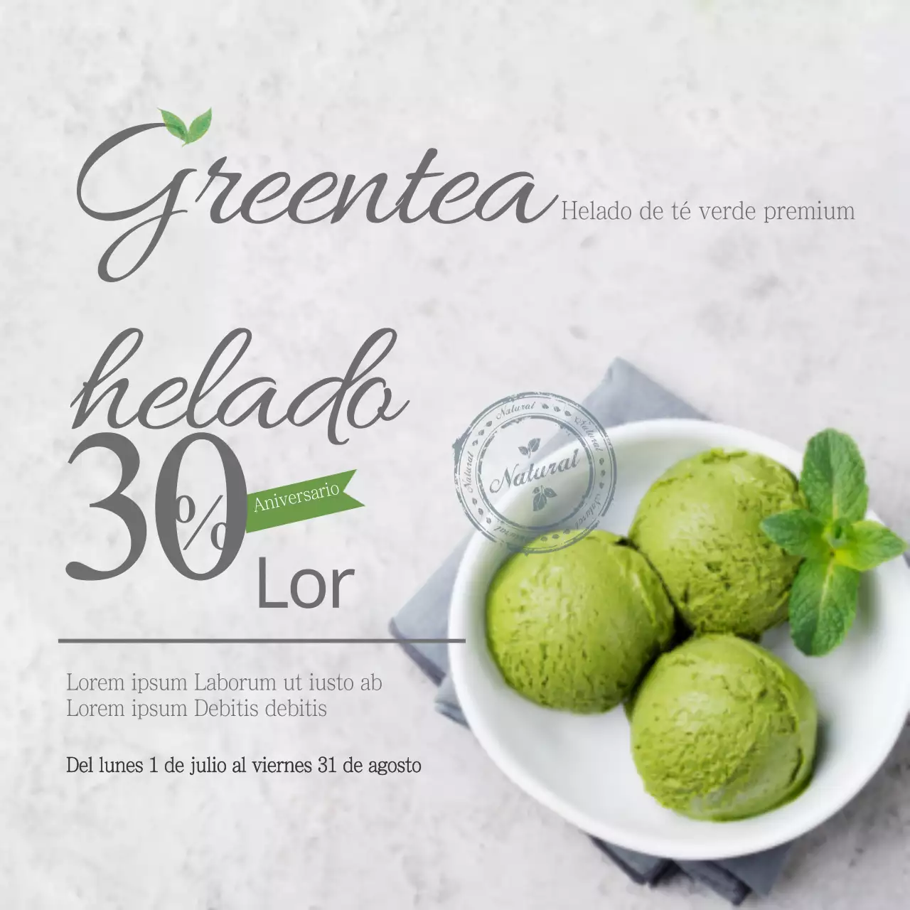 Helado de té verde