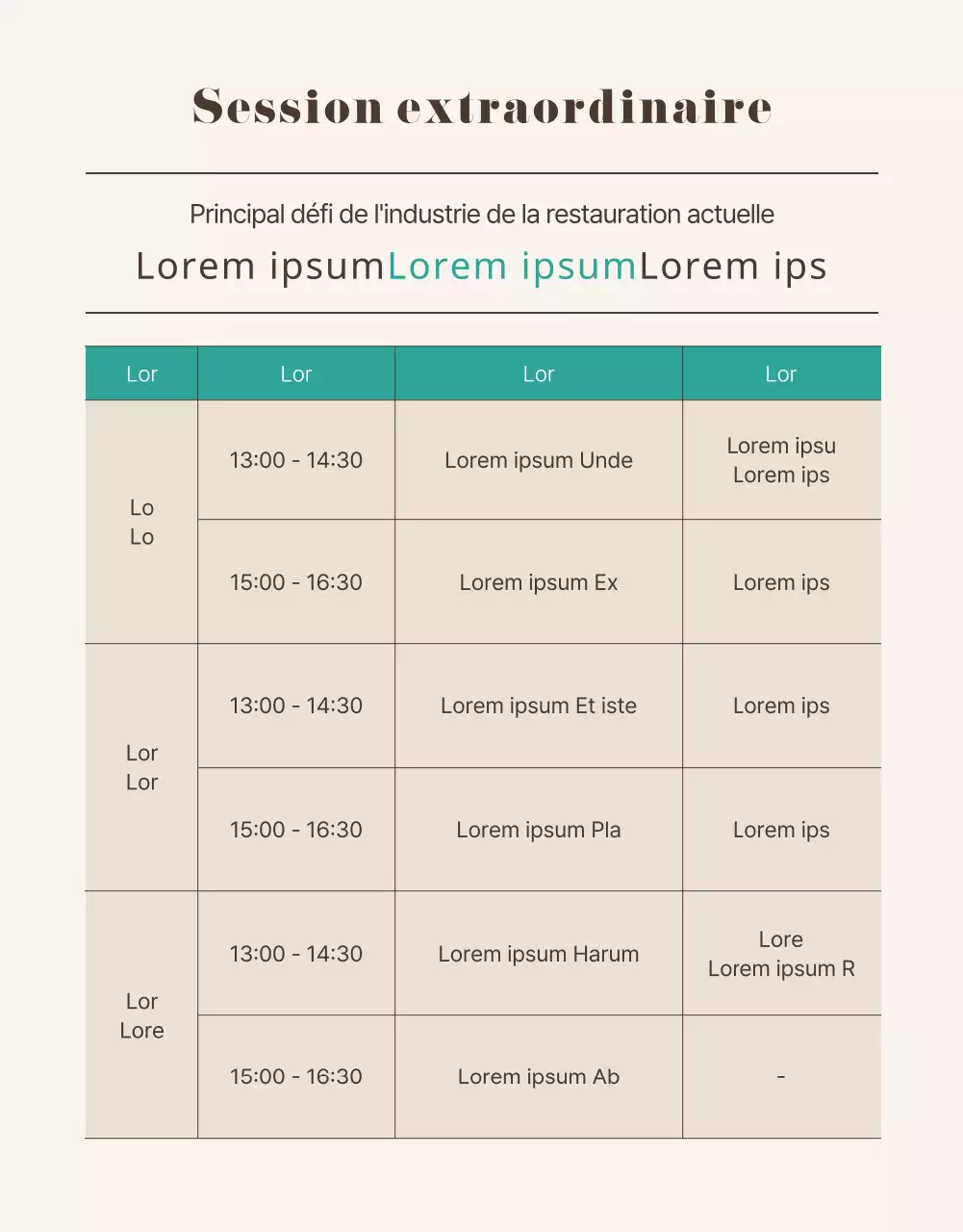 Une foire de démarrage alimentaire propre, brune et turquoise