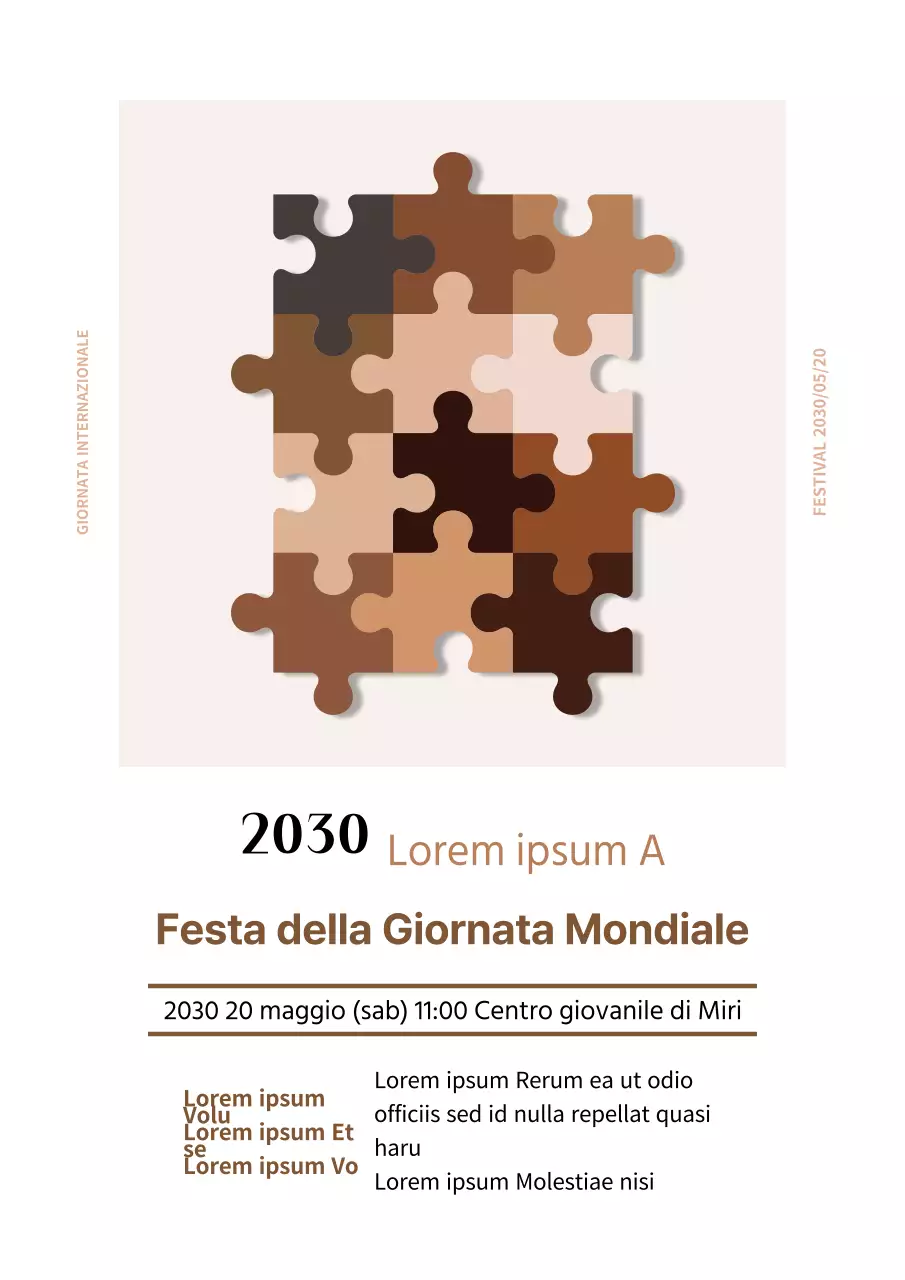 Poster festivo di colore marrone con un messaggio di inclusione razziale