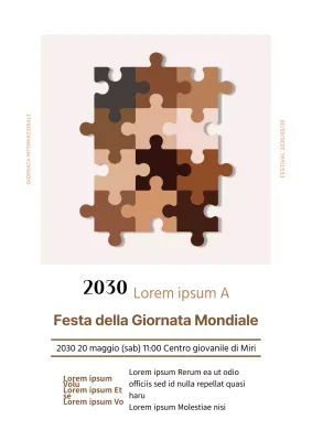 Poster festivo di colore marrone con un messaggio di inclusione razziale