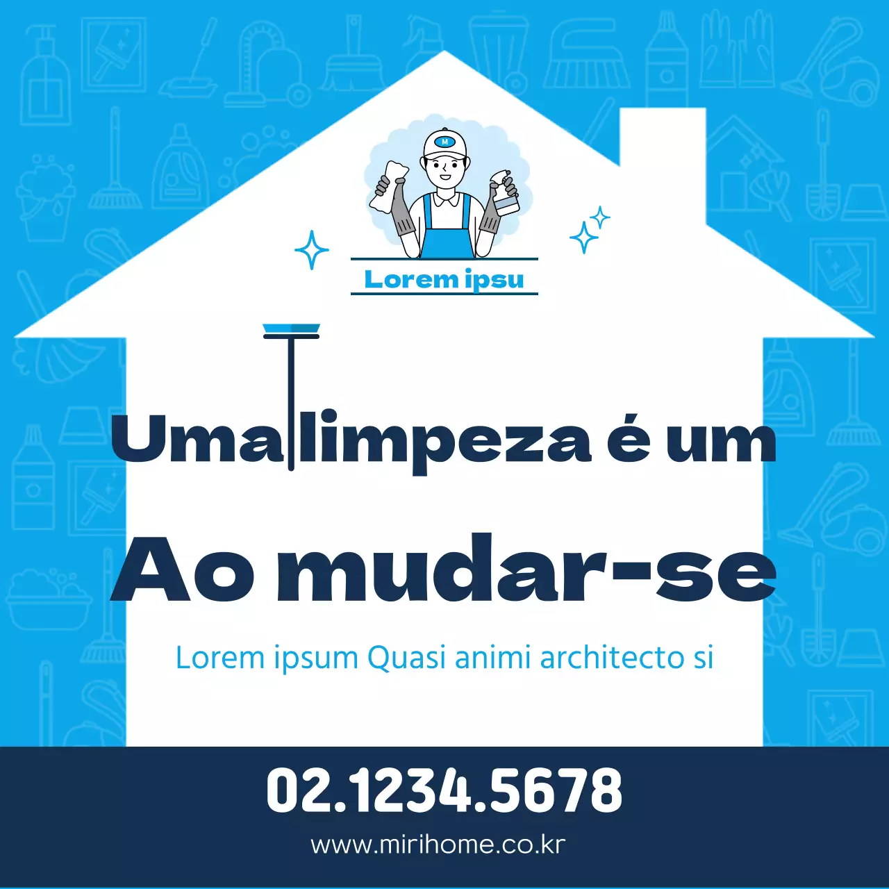 Serviço de limpeza de casas em azul