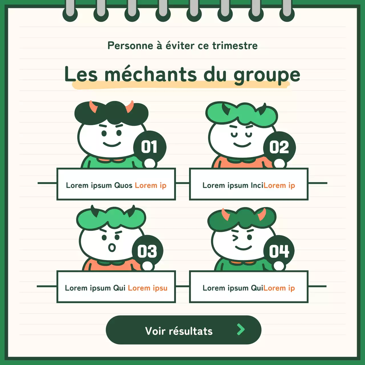 Illustration verte Collège Travail en groupe Citations drôles