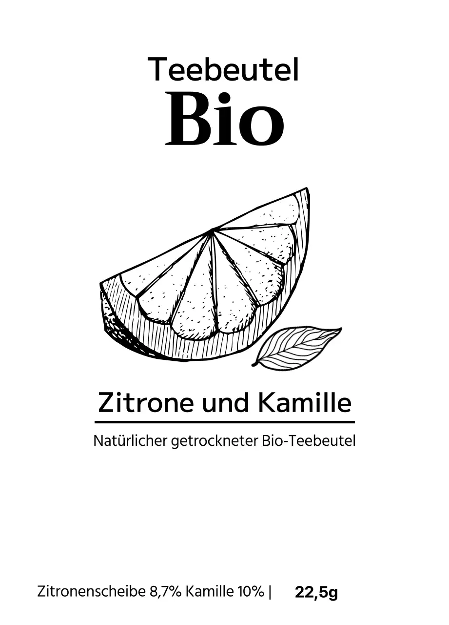 Bio-Früchteteebeutel mit Fruchtabbildungen
