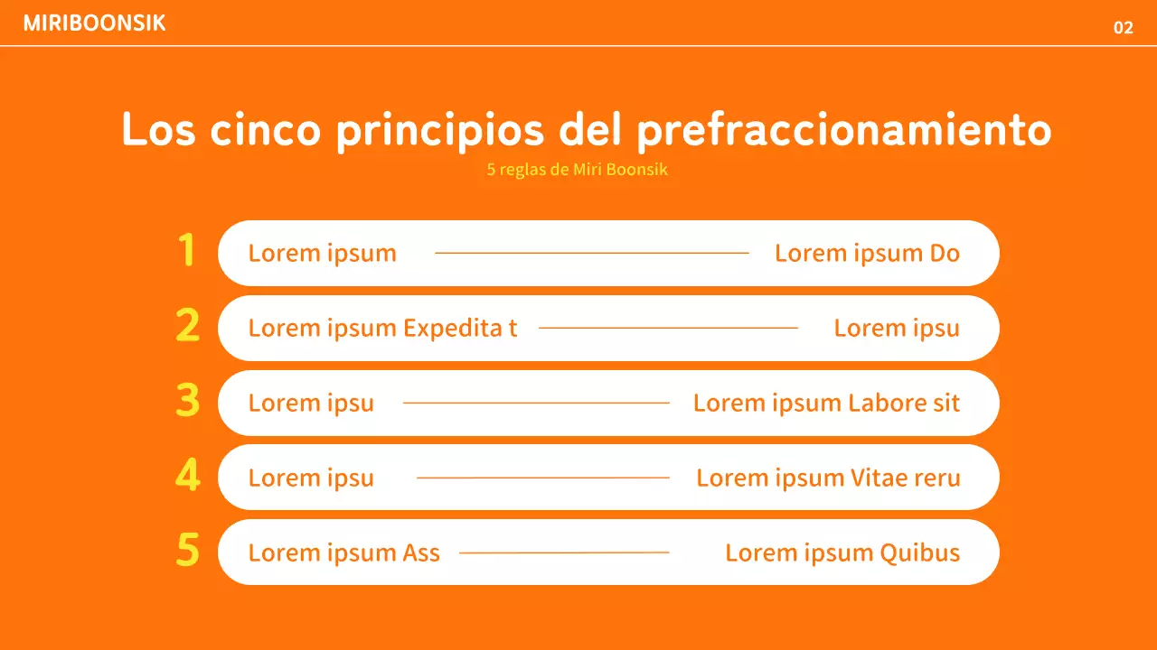 Perfil de empresa de catering con acentos de color naranja y amarillo y disposición de fotos