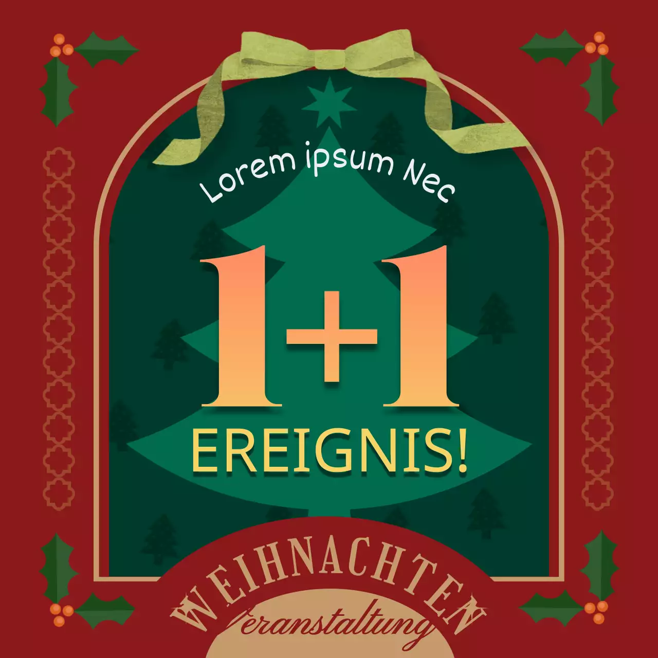 Ein Weihnachtsangebot in kontrastreichem Grün und Rot