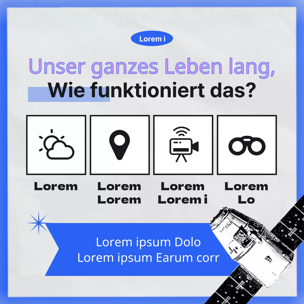 Das minimalistische Raumfahrtmuseum in Schwarz und Blau