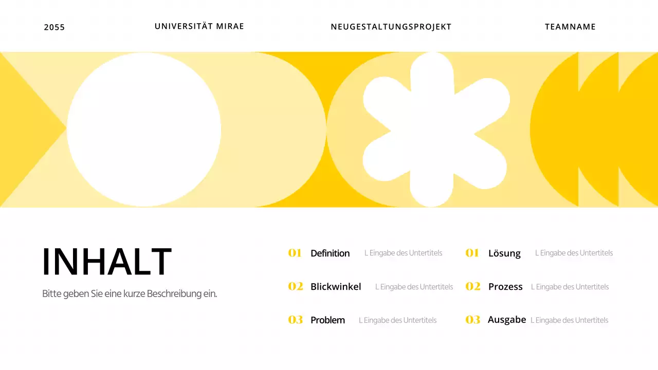 Ein einfaches Designprojekt für Farbenblinde, das Formen mit gelben Akzenten verwendet