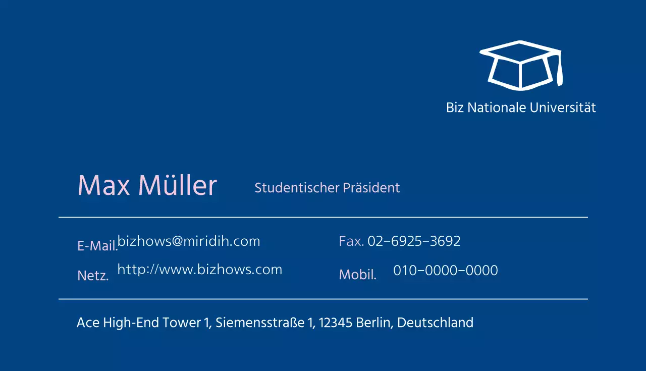 Allgemeine Visitenkarte