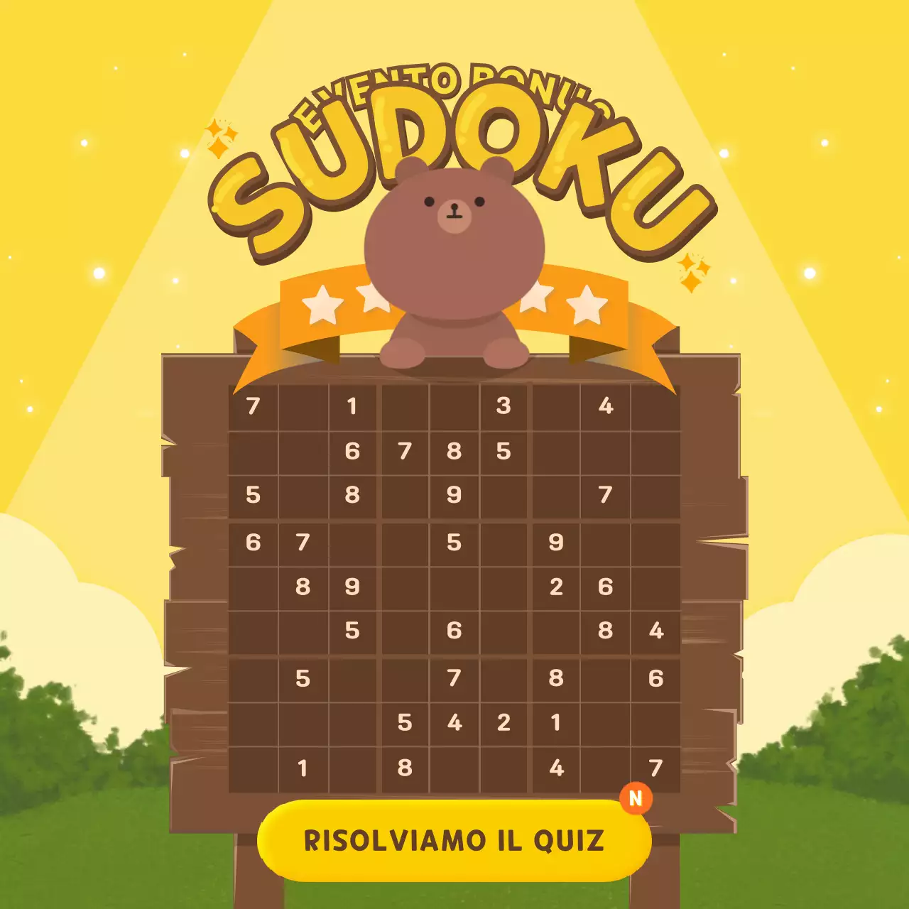 Evento Quiz Sudoku dell'Orso Giallo e Marrone