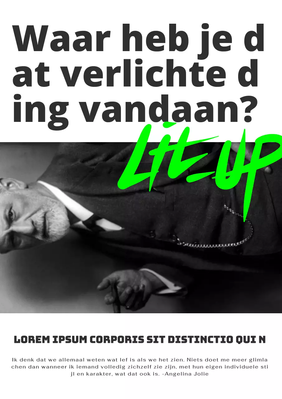 Vintage interieurposter in zwart-wit en neon