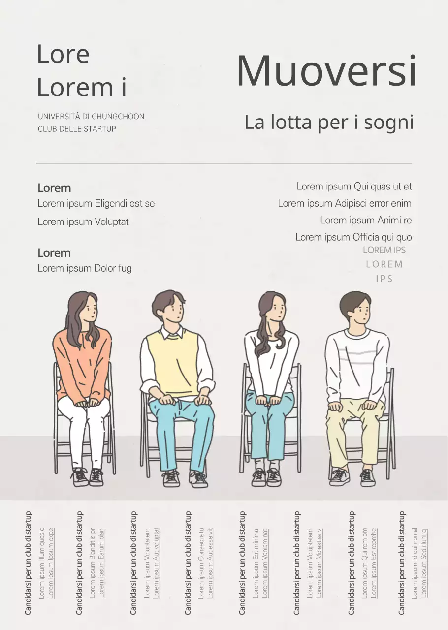 Stile illustrativo semplice e pulito in grigio scuro per annunci e promozioni di club imprenditoriali