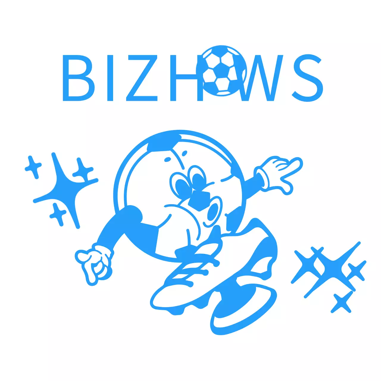 青いサッカーボールのイラストが描かれた子供用サッカースクールコンセプトのTシャツです。