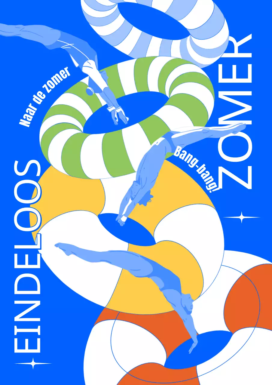 Cool zomer illustratie kunstwerk met blauwe achtergrond