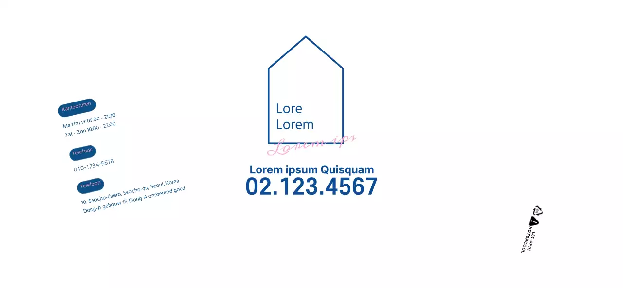 Eenvoudig concept in wit en marineblauw om je eigendom te laten zien en te promoten