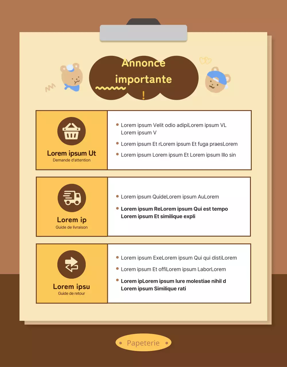 Boîte aléatoire d'articles de papeterie Daku en beige et marron