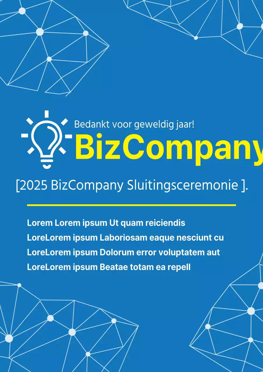 Eenvoudige blauw en gele promotieposter voor bedrijfsfeestjes