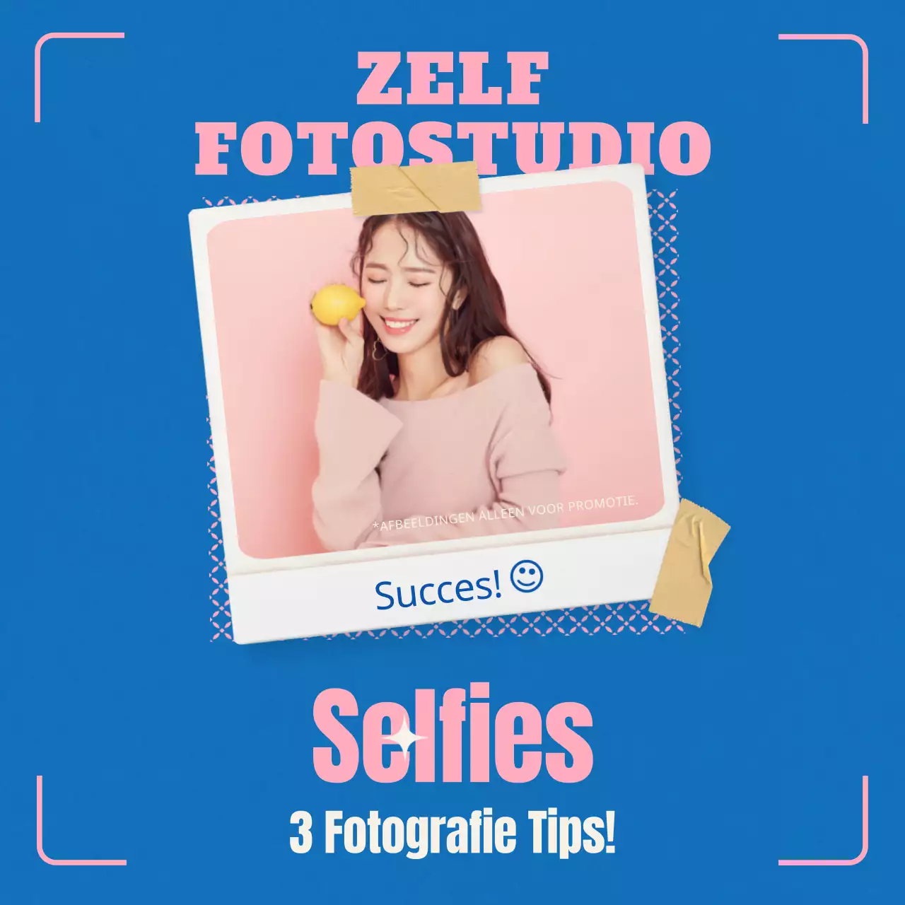 Promoot selfies in blauw en roze (nieuwe Instagram feed post)