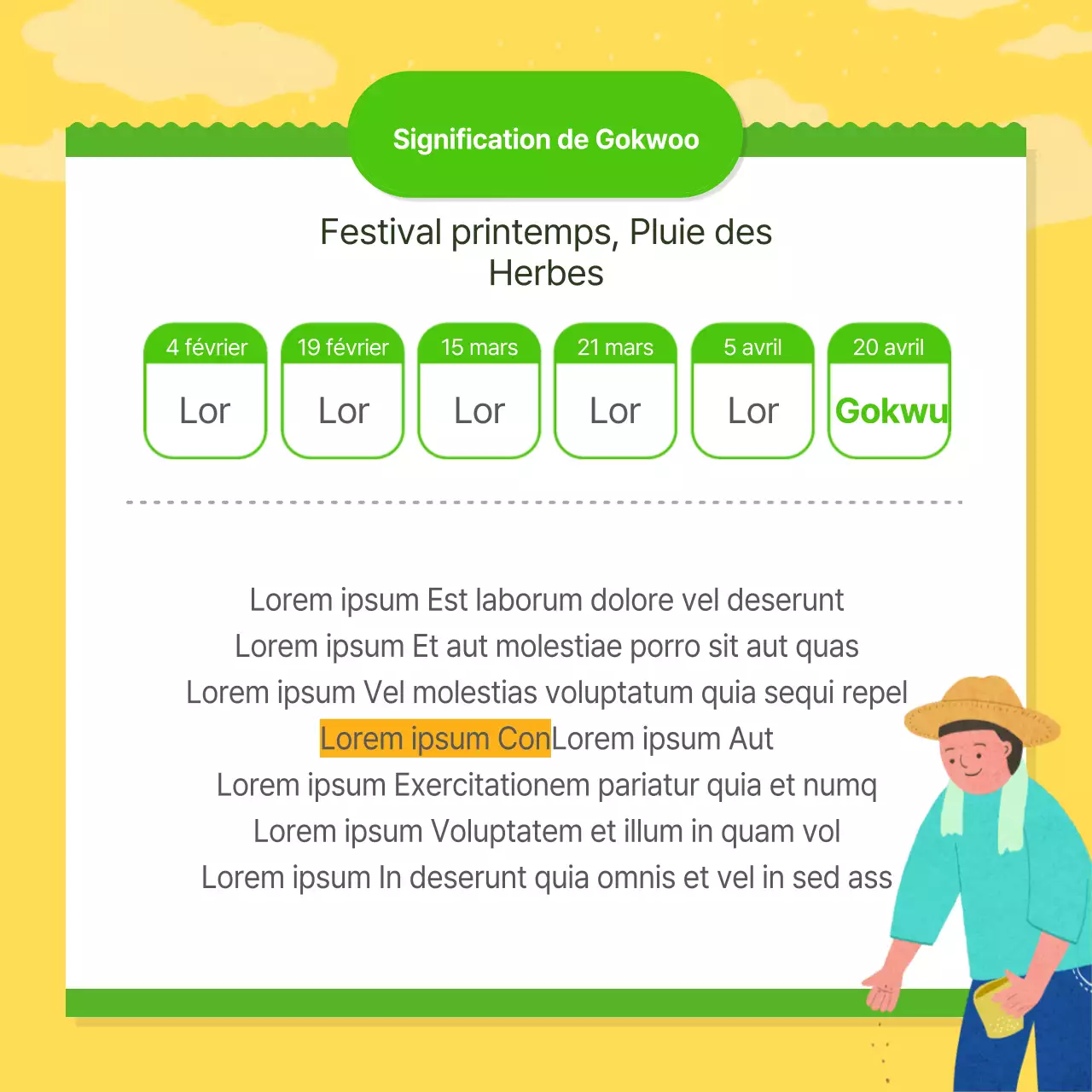 Nouvelle carte rurale sur fond jaune