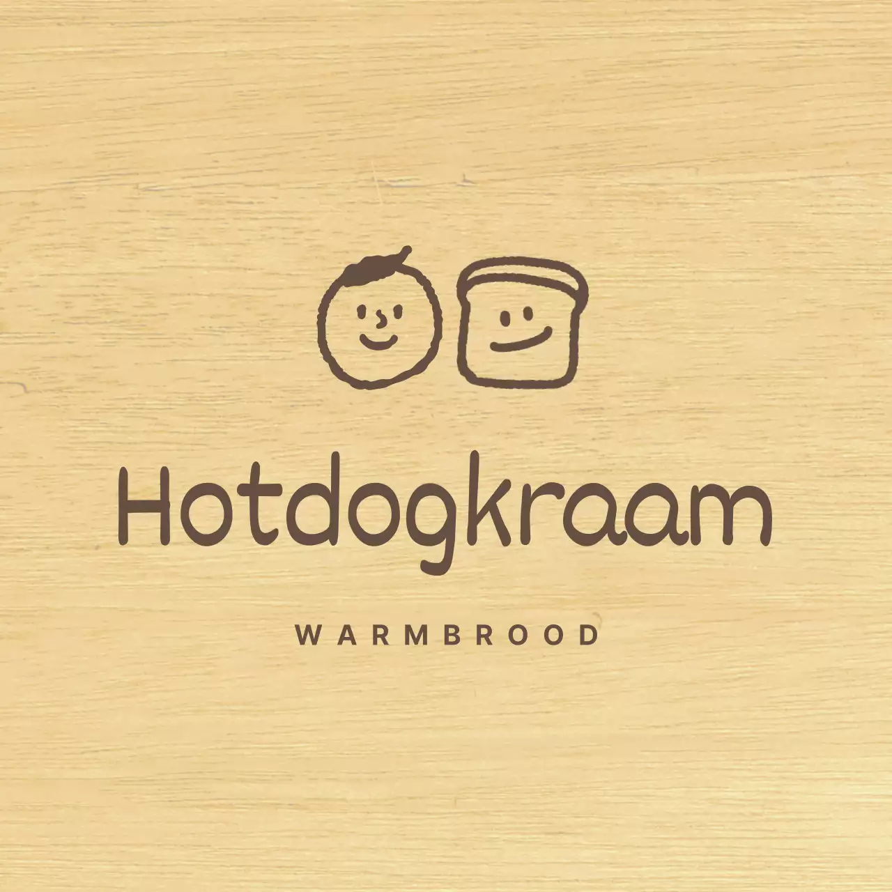 Bakkerijstijl met bruine, getekende mensen en broodillustraties