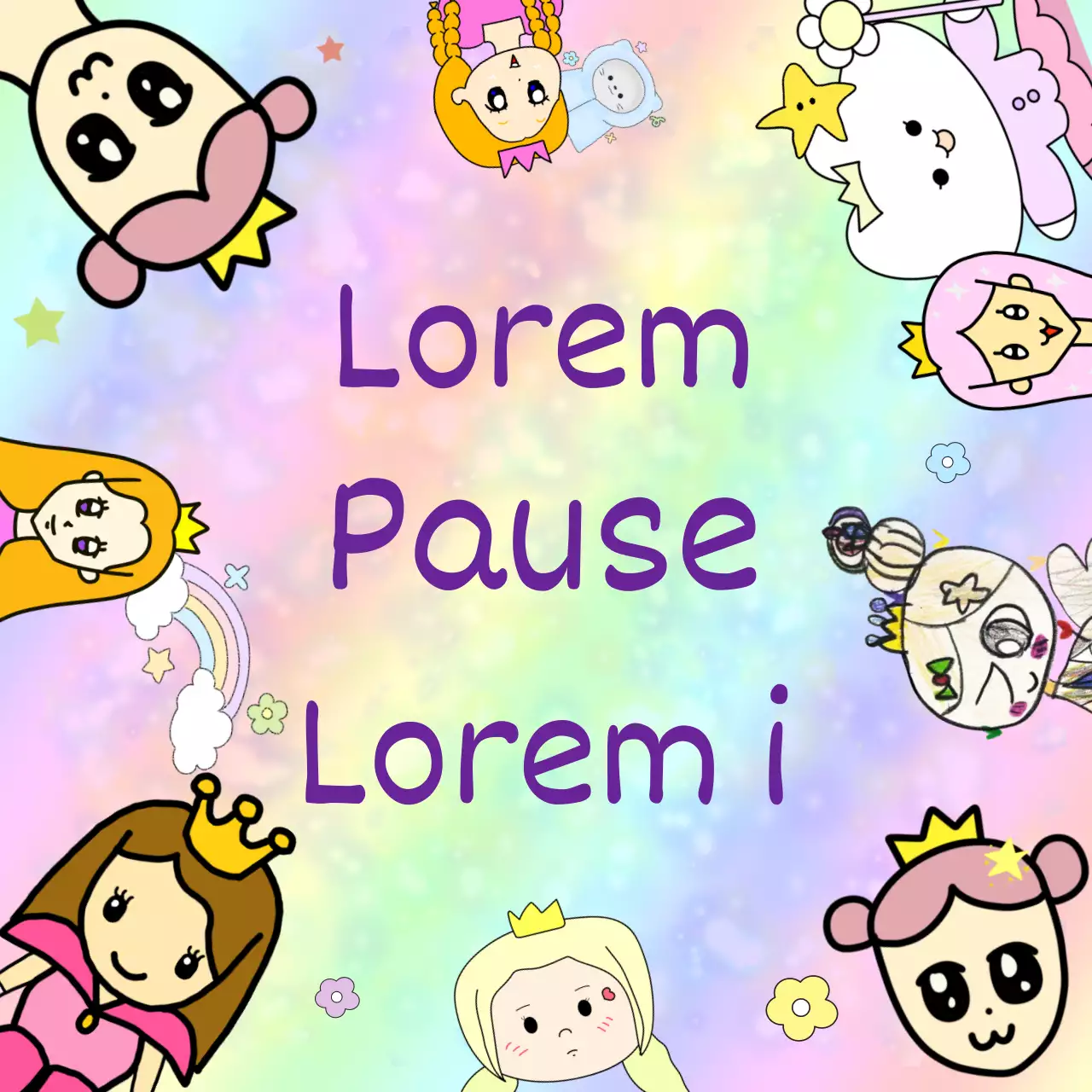 Die Pastellfarben und Figuren sind eine niedliche Kombination aus B-Grade-Denken