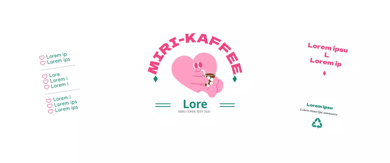 Werbung für ein Café mit einer rosa Illustration