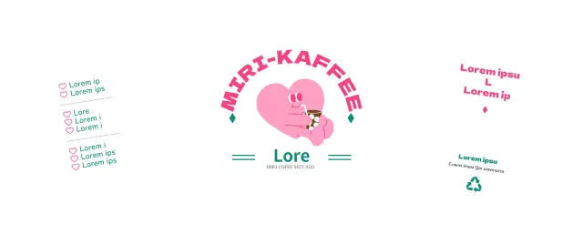 Werbung für ein Café mit einer rosa Illustration