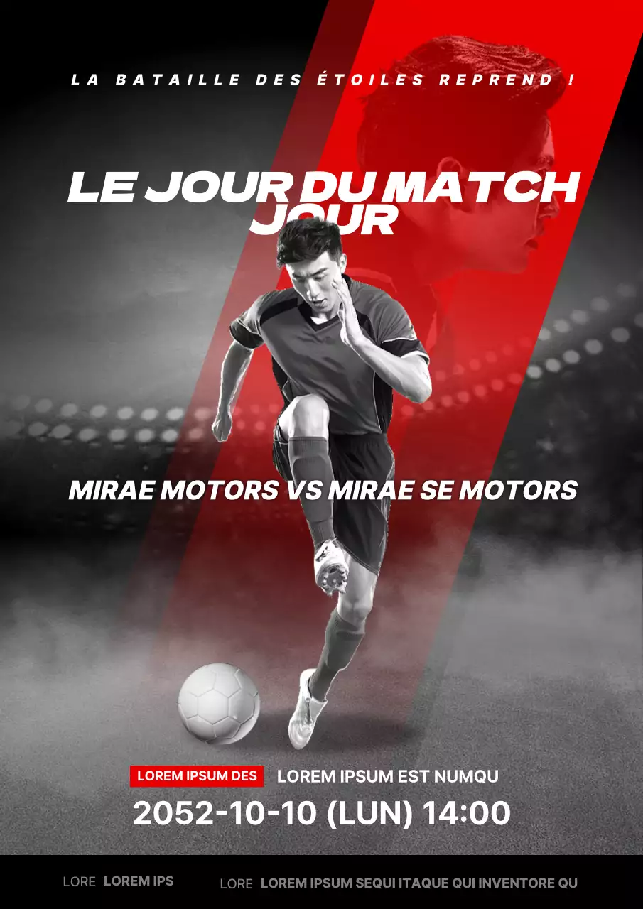 Jeu de football en diagonale noir et rouge