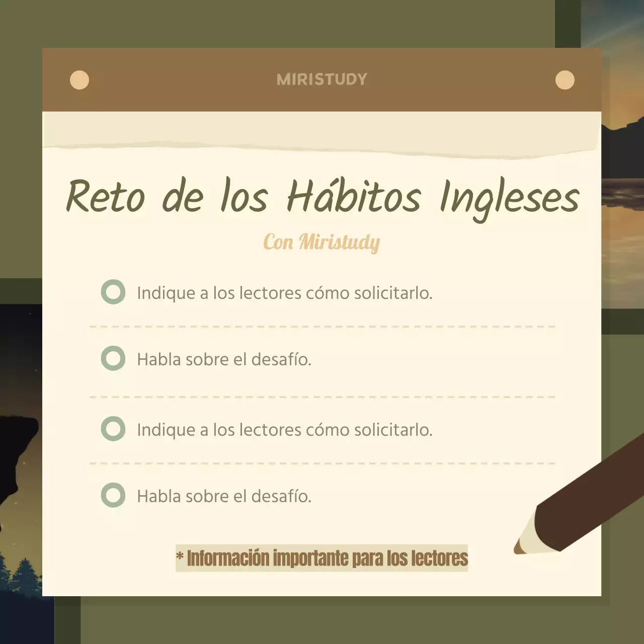 Reto de Hábitos Ingleses de Año Nuevo en Marrón y Verde