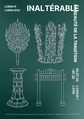 Concept de dessin du patrimoine culturel vert luxueux Musée