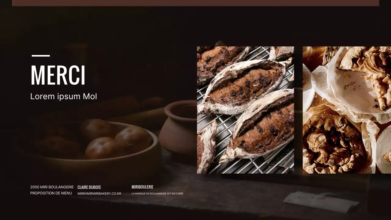 Nouvelle proposition de menu pour une boulangerie brune et noire