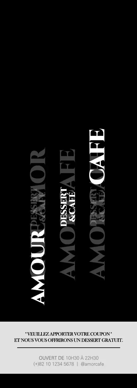 Style typographique simple en noir et blanc pour les annonces et les promotions d'événements dans les cafés.