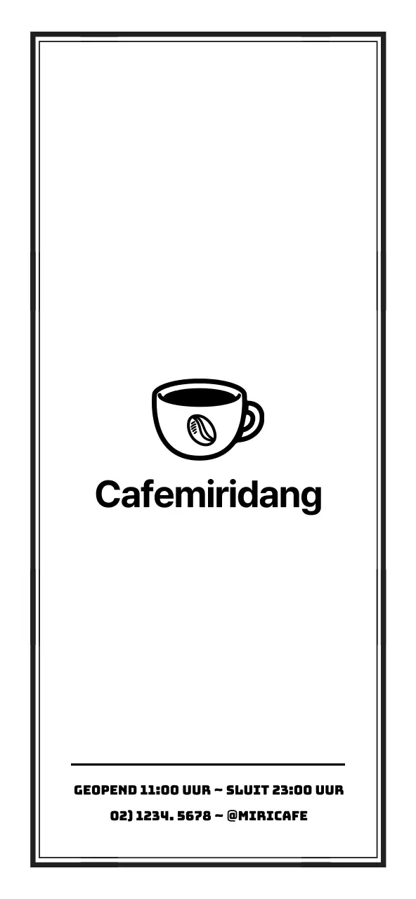 Eenvoudige, strakke stijl café menubestickering in zwart en wit